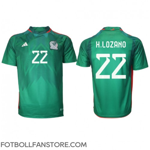 Mexiko Hirving Lozano #22 Hemma matchtröja VM 2022 Kortärmad Billigt